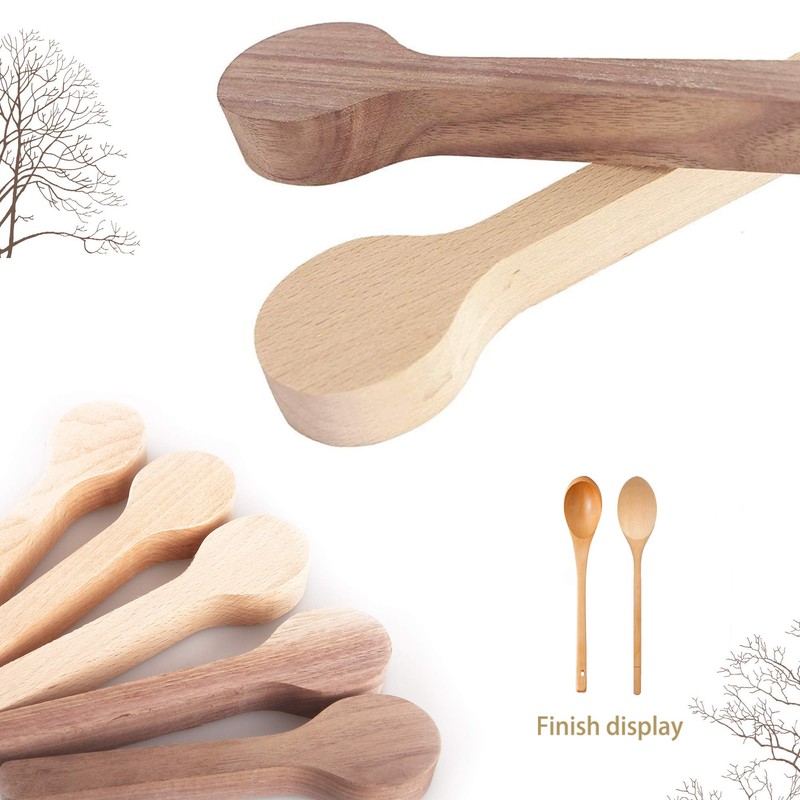 Wood Carving Spoon Blank Beech and Walnut Wood Unfinished Wooden