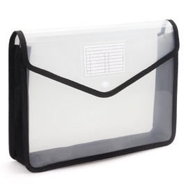 Plastic Expanding File Folder, Transparent envelopes with Snap Closure, No Dividers, Large Capacity, Fit Letter/A4 Size (Black)