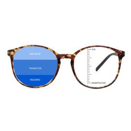 LAMBBAA Vintage Round Progressive Multifocal Presbyopic Glasses, Anti-Blue Light Glasses for Men Women Readers (+0.00/+1.50 Magnification)