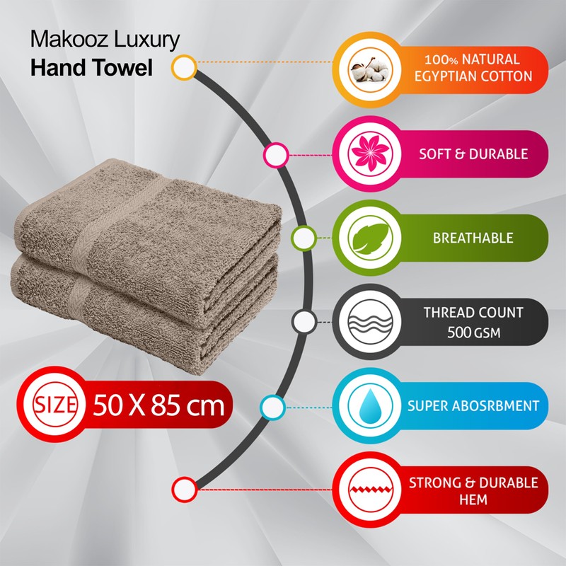 Makooz Bathroom and Kitchen 2 Pc Hand Towels Pack -