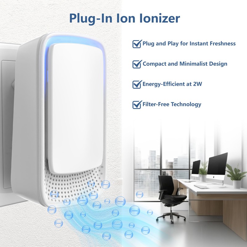 Mini Plug-In Air Ionizer for Home - No Filter Needed,