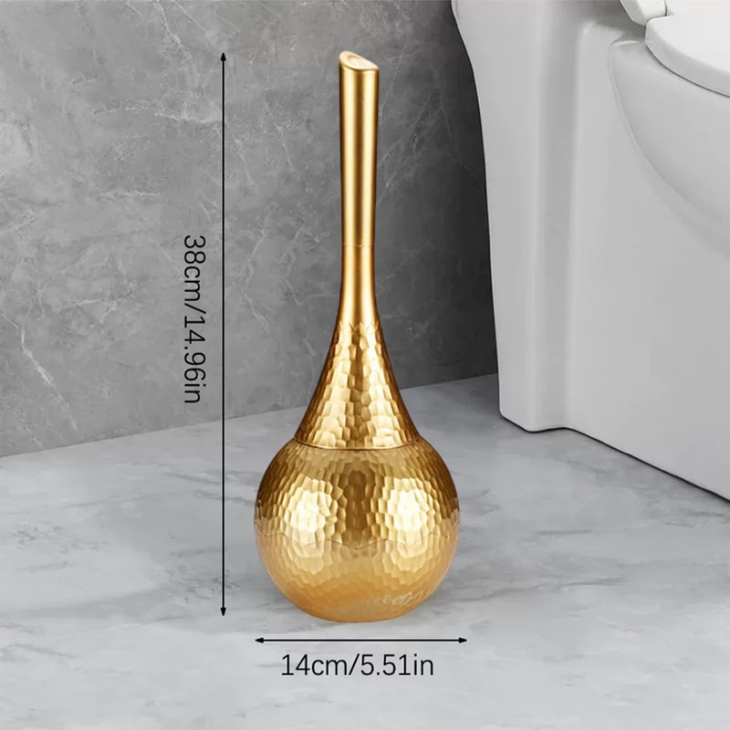 Kobizpanda Silver Toilet Brush and Holder Set, Brushed Nickel Modern
