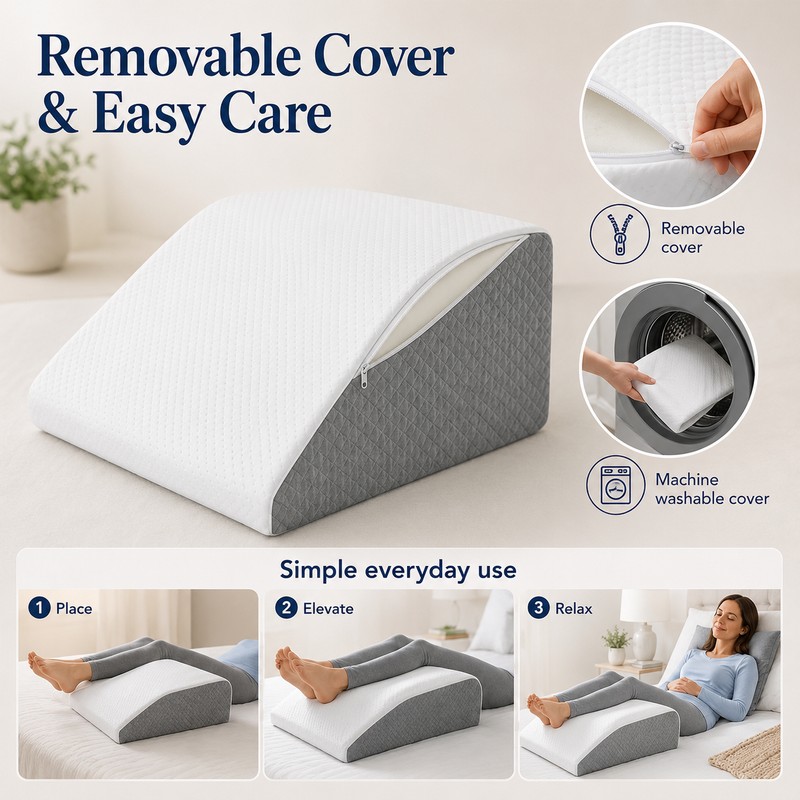 Leg Elevation Wedge Pillow for Rest & Sleeping – 8-Inch