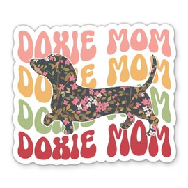 Doxie Dog Mom Stickers - 2 Pack - Waterproof Vinyl for Car, Phone, Water Bottle, Laptop - Dachshund Dog Mom Decals (2-Pack)