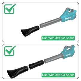 NOVINO 191B21-6 191L13-5 Adapter Pipe & 197889-6 Flat End Nozzle for Makita Blower XBU02Z- Makita X2 36V Hand Held & XBU03-18V Brushless Cordless Leaf Blower