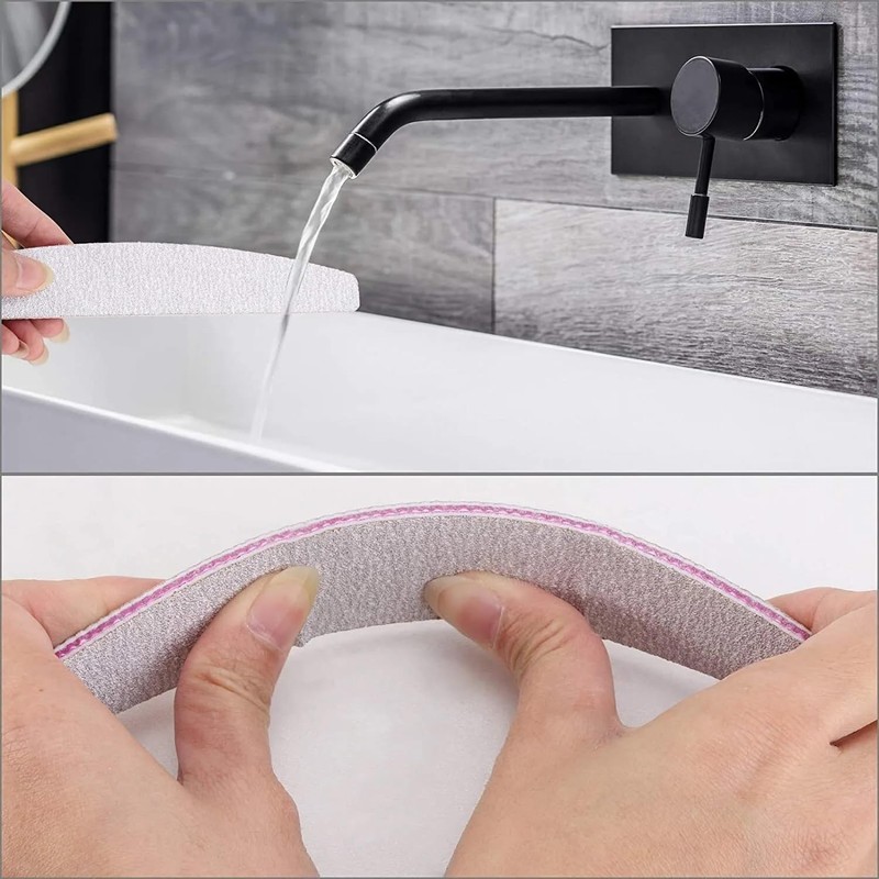 12 Pcs Nail Files Double Sided 100/180 Grit Half Moon