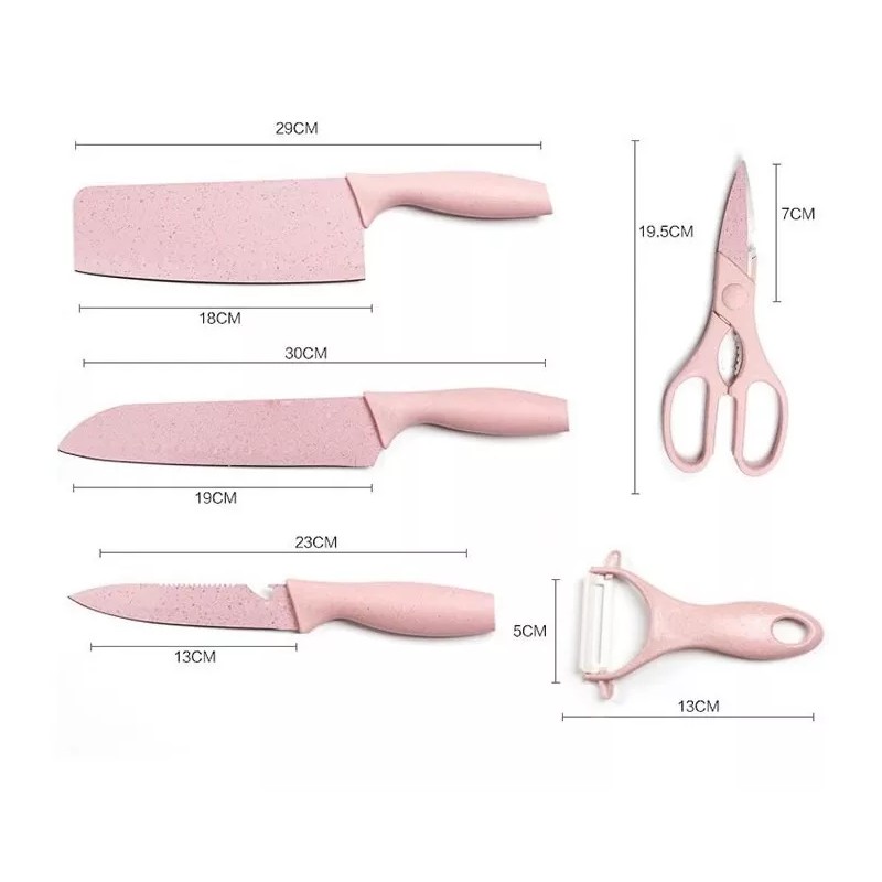 K&H Set Cuchillos Jaspeado Acero Inoxidable Profesionales 6pz