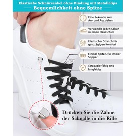 Stepace 3 Pairs of Flat Elastic Shoelaces for Trainers, 8 mm Wide Elastic Shoelaces without Tying for Children and Adults, Black, 120