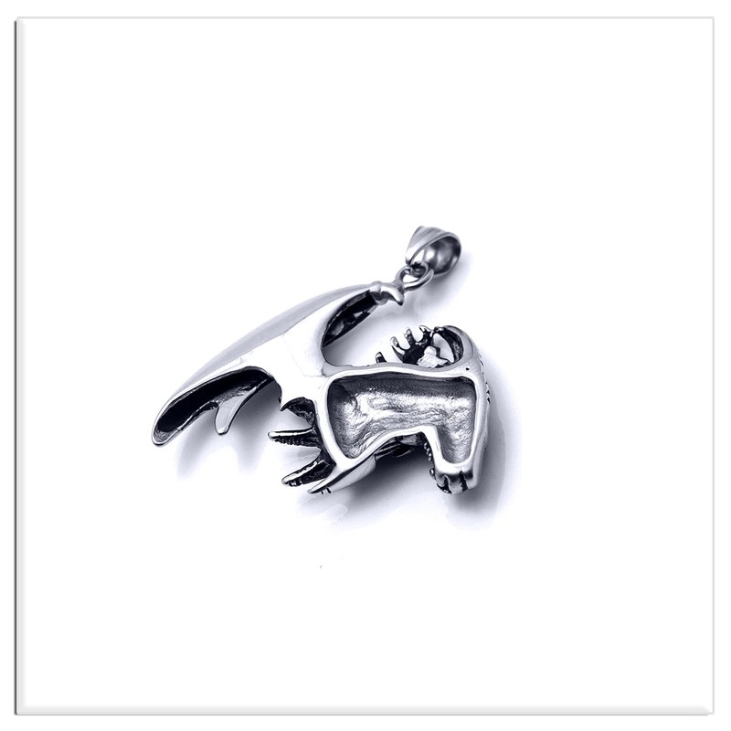 Xusamss Punk Titanium Steel Wing Dragon Pendant Necklace with 24inches