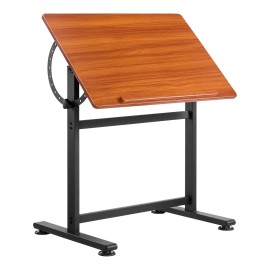 Adjustable 0-90 Degrees Tilt Portable Artist Table Black H-Frame with Brown Desktop Drafting Supplies-Adjustable Drawing DeskDefault: Default