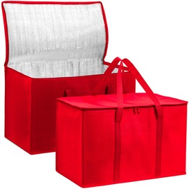 Carrywell Insulated Food Delivery and Catering Bag, Reusable Grocery Carrier, Thermal Insulation Tote for Hot and Cold Food, Pizza, Uber Eats and Doordash, Not Made In China (1, Red, 3X-Large)