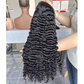Aorbige Aorbige HD Swiss Lace 13x6 Lace Front Wig Burmese Curly Wig Human Hair More Fuller 180% Density Hair Pre-Plucked Hair Line for Black Women with Baby Hair (HD 13x6 Burmese curl, 24inch)