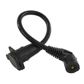 Conntek 11110-024EX 7-Way Travel Trailer Extension Cord with Elbow Plug (2-Feet), Black