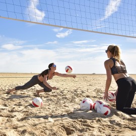 GoSports Pro Series Outdoor Beach Volleyball 6 Pack - Regulation Size & Weight with Bonus Air Pump & Portable Mesh Bag