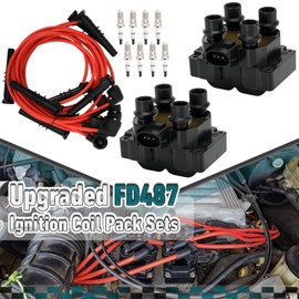 Set of 2 FD487 Ignition Coils and 8 Pieces of SP432 Iridium Spark Plugs and Cables Compatible with Mercury Lincoln Town Car F150 Expedition Crown Victoria 4.6L V8 Replacement for DG530 DG523