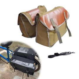 Ohleats Motorcycle Saddlebags, Large Capacity Riding Travel Motorcycle Side Panniers Bags Storage Tool, Durable & Foldable Canvas Motor Two Side Saddlebags, Motorcycle Accessories (Khaki)
