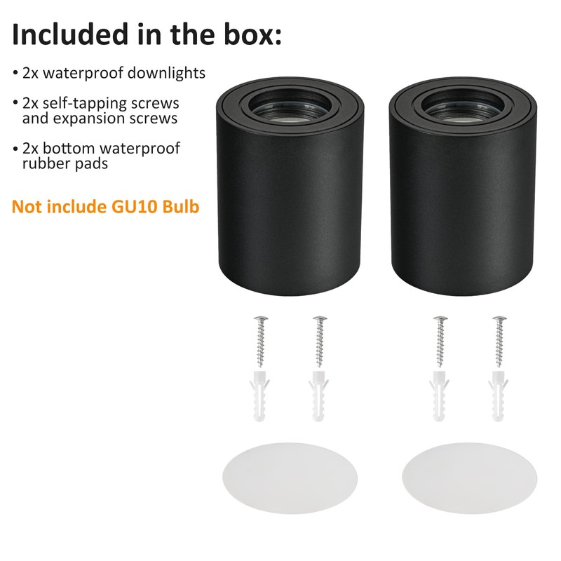 Gleonlux Ceiling Spotlight, Surface-Mounted Spotlight, IP44 Black, GU10 Surface-Mounted Spotlights,