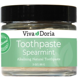 VIVADORIA Fluoride Free Natural Mineralizing Toothpaste Glass Jar, Spearmint, 3 oz.