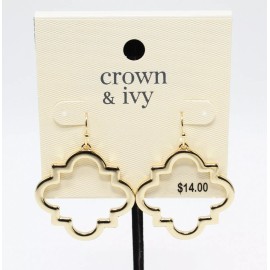 Crown & Ivy Gold Ornate Drop Earrings nwt #E1345