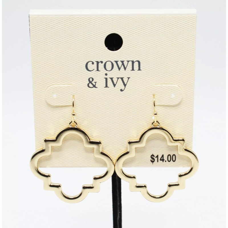 Crown & Ivy Gold Ornate Drop Earrings nwt #E1345