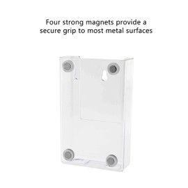 Marketing Holders Magnetic Brochure Holder for 3.5" Slim Trifolds Clear Plastic Smooth Metal Surface Mount on Lockers Filing Cabinets Paper Organizing Display Rack