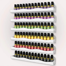 Ymvv 15" Nail Polish Rack Wall Mounted Shelf,6 Pack White Acrylic Nail Polish Orga...