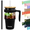 Tronco 32 oz Glass Tumbler with Handle, Straw and Bamboo
