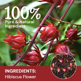 Hibiscus Tea Bags, Hibiscus Flower Herbal Tea - Caffeine & Sugar Free, 50 Teabags