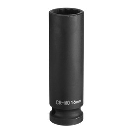 sourcing map 12-Point Deep Impact Socket 1/2 Inch Drive 16mm Metric Chrome Molybdenum Alloy Steel Spindle Axle Nut Impact Socket