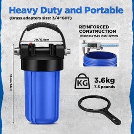 VIHOSE RV Water Filter System, Anti-Clog Water Filter for 25K Gallons with One-Piece 6-Stage Filtration, Removes Sediments, VOCs, Heavy Metals, Bad Taste, Odor