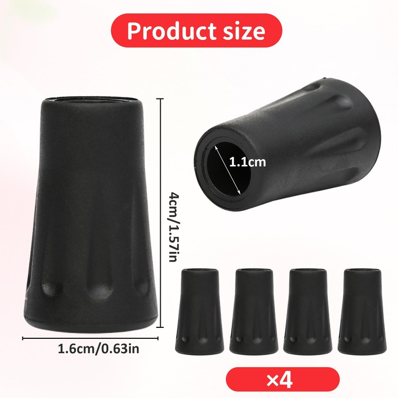 Daryunk 4Pcs Hiking Poles Rubber Buffer, Non-Slip Replacement Rubber Buffer