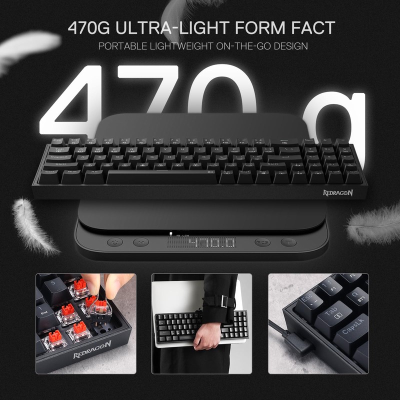 Redragon S136 Gaming Keyboard & Mouse Combo, 75% K628 Tri-Mode