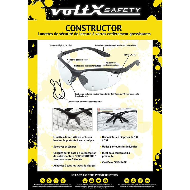 voltX Protective Glasses with Visual Strength incl. Safety cord with