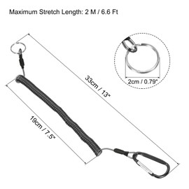 PATIKIL 6.6ft Fishing Tool Lanyard, 2 Pack Safety Cord Spiral Lanyard Tether Retractable with Metal Clip Keychain for Boating Kayak, Clear Black