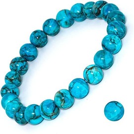 Gemstone Bracelet for Women Turquoise Bracelet Blue Crystal Beaded Bracelets Colorful 8mm Stretch Stone Bracelets for Girls Gemstones Bracelets for Women Men 3
