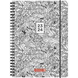 BRUNNEN ZENart School Calendar 2023/2024 2 Pages = 1 Week A5 Black/White
