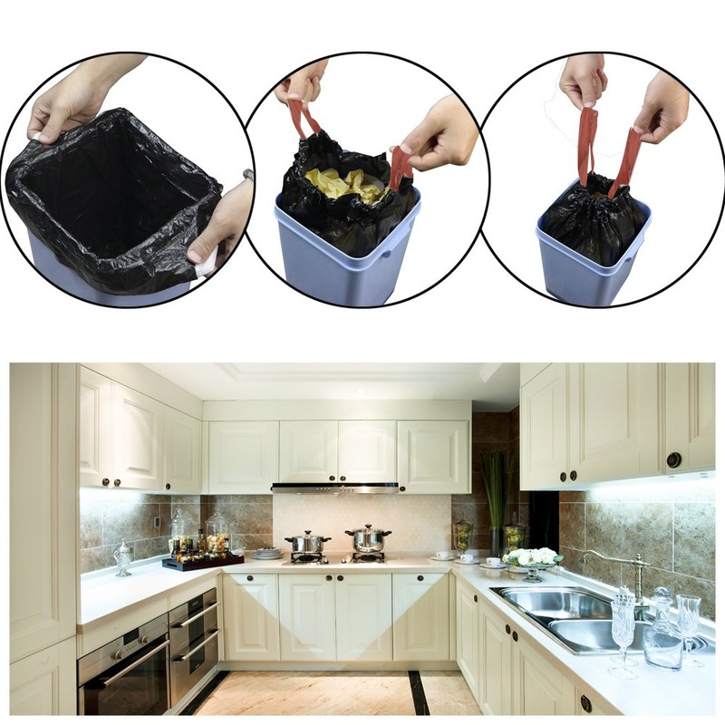 Teyyvn 1.2 Gallon Small Garbage Bags, Black Drawstring Trash Bags,
