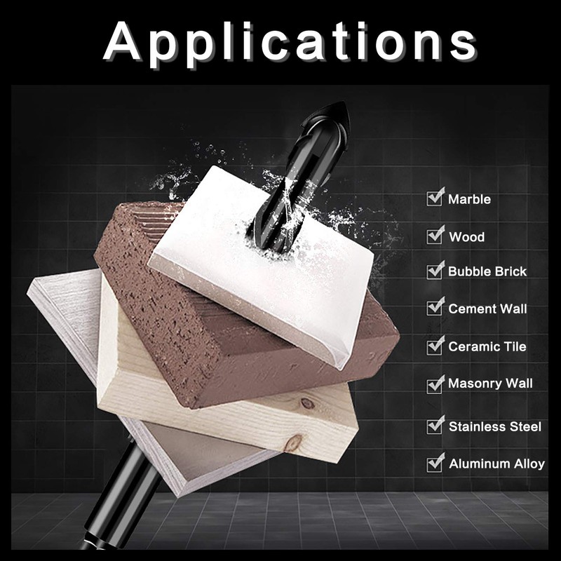 10-Piece 3/16" Masonry Drill Bits for Tile Glass Ceramic Wall