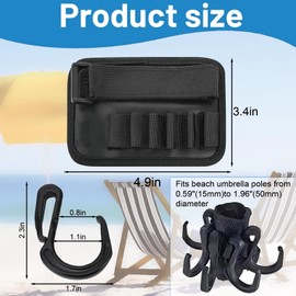 KFSCIP Umbrella Hook for Beach, Beach Umbrella Portable Hook with 6 Hooks for Securing Towels and Bags, Beach Parasol Accessories Durable Parasol Hooks for Holiday Makers (Black)