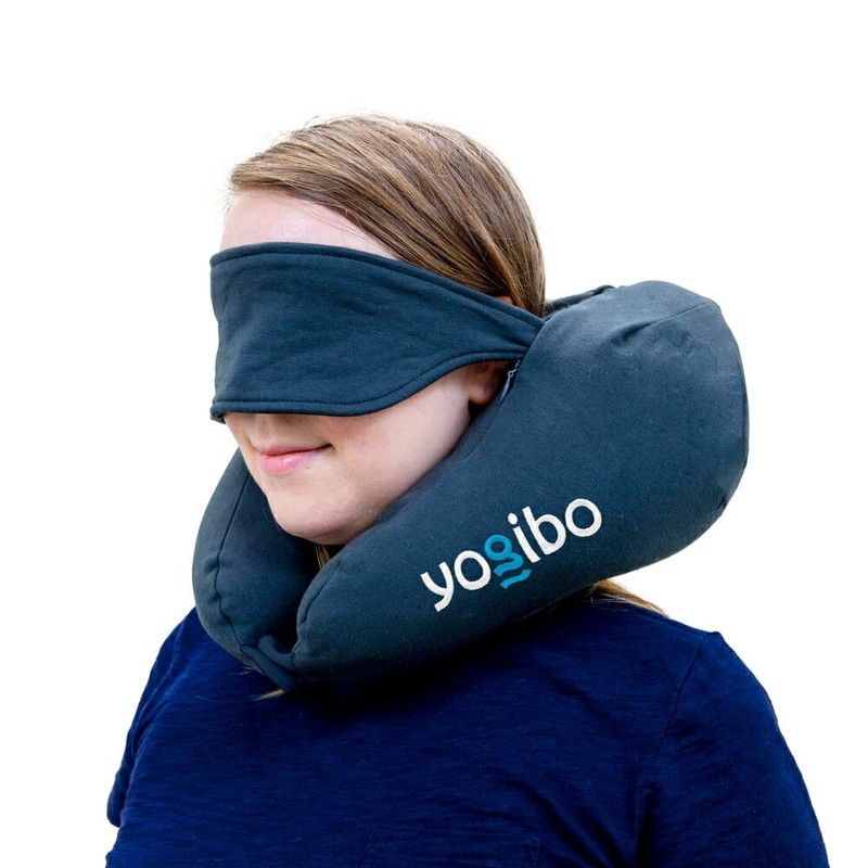 Yogibo Neck Pillow, X Logo, Polyester, Travel, Navy Blue