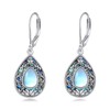 Vadmans Moonstone Teardrop Earrings Sterling Silver Abalone Shell Vintage Filigree