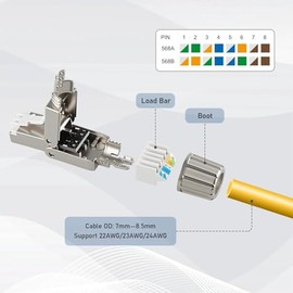 RJ45 Cat8 Conectores sin herramientas, conectores de terminación Ethernet blindados de aleación de zinc para cable de red de 22 a 24 AWG, fácil instalación, paquete de 2