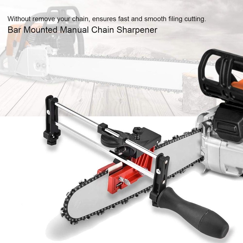 Broco Chainsaw Sharpener, Manual Chain Sharpener Bar Mounted Precision Chainsaw