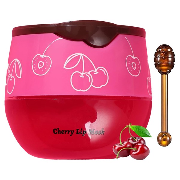TIRDET 1 PCS Bee Lip Balm Honey Pot, Exfoliating Cherry