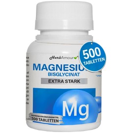 Magnesium Bisglycinate Glycinate Dietary Supplement | 500 Mini Tablets | 300 mg Magnesium Bisglycinate per Daily Dose | Muscles, Nervous System, Energy and Fatigue | Made in Italy
