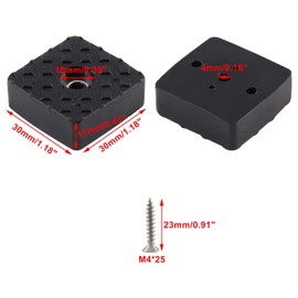 Bonsicoky 20Pcs 1.18Inch/30mm Rubber Furniture Pads with Screws, Black Square Non Slip Furniture Feet Heavy Duty Couch Feet Covers for Chair, Table, Desk, Sofa