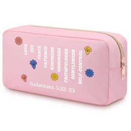 Christian Gift for Women Girl Positive Inspirational Makeup Bag for Girls Friend Her Motivational Religious Presents Bible Verses Encouraging Cosmetic Bag Oxford Cloth Makeup Pouch