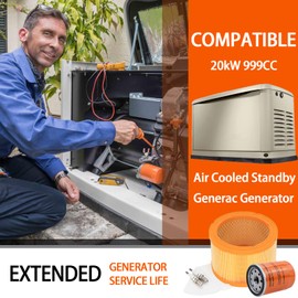 KOONDHEEND 5665 Generators Maintenance Kit Fits for Generac 20kW 999CC Standby Generator, 20kw Maintenance Kit Include Air Filter 0G5894, Oil Filter 070185ES, Spark Plug 0G0767A (Prior to 2013)