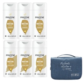 Amcient Travel Size Shampoo And Conditioner Sets - Pro-v Daily Moisture Renewal Shampoo And Conditioner Travel Size Set Of 3 (3.38 Fl Oz Each) Bundle With Design Hanging Toiletry Bag., White