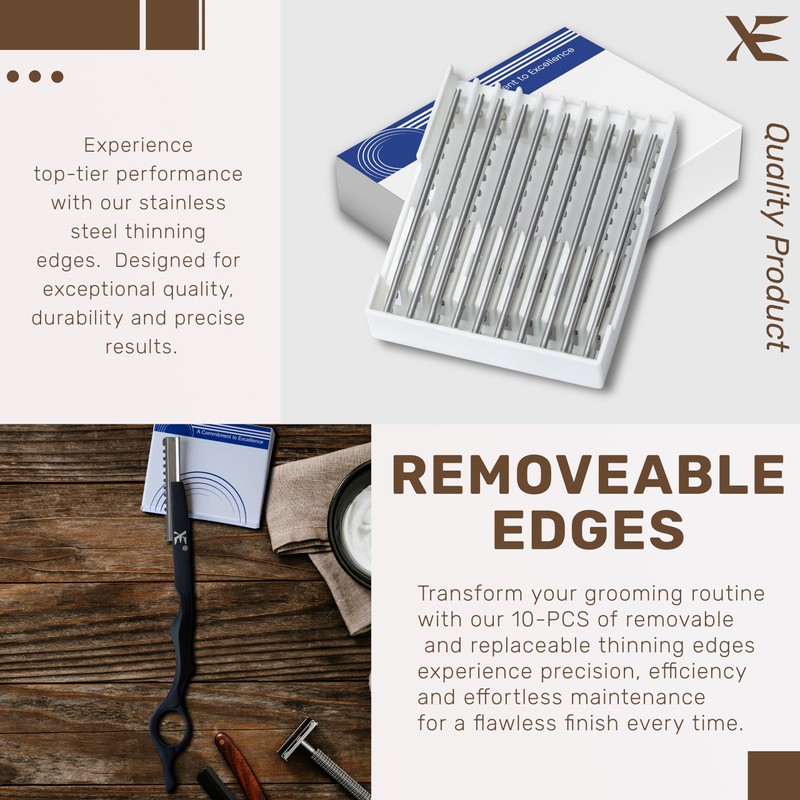 XE 10 Pcs Stainless Steel Hair Styling Feather Razor Edges